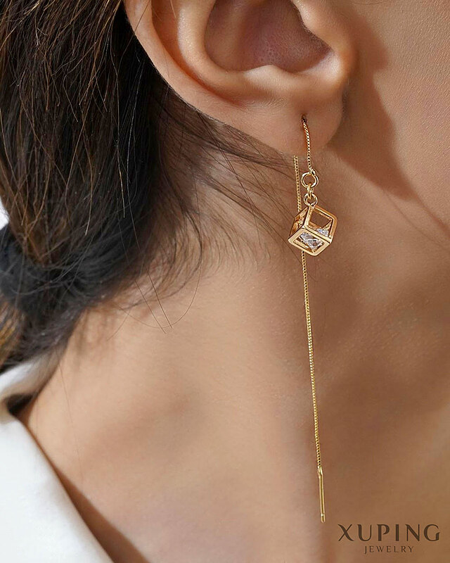 خرید اینترنتی گوشواره مدل بخیه بلند طرح طلا